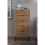 SARMOBİ Arden 5 Çekmeceli Şifonyer/Çamaşırlık 50x105x40 cm Atlas Çam – Modern Tasarım