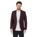 Sarmue Erkek Bordo Ekose Kareli Polyviskon Kumaş Slim Fit Dar Kesim Spor Blazer Ceket Bordo 56
