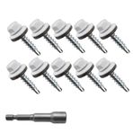 SAROAD 300Pcs 10x1 Hex Heads Self-Drilling Metal Roofing Screws, EPDM Washer,Sheet Metal Roof Screw with Hex Driver Bit
