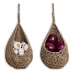 SAROAD Twine soğan sepeti, yemek odası, patates sarımsak soğan, yemek odası, saklama kabı, Boho duvar için 2 adet