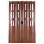 Sarpaş Akordiyon Kapı 148x189 Ceviz Camlı Çift Açılım Kalın Kapı Katlanır Akordeon Pvc Anahtar Kilitli