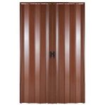 Sarpaş Akordiyon Kapı 188x241 Ceviz Camsız Çift Açılım Kalın Kapı Katlanır Akordeon Pvc Anahtar Kilitli