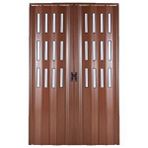 Sarpaş Ceviz Camlı Çift Açılım Katlanır Pvc 147x217 cm Akordiyon Kapı