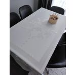 SARRA 160x220 Damask Etamin Masa Örtüsü, PVC, İşlenebilir, Leke Tutmaz,Kişileştirilebilir (Gri)