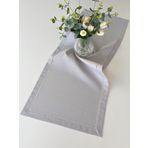 sarra 45x120 Şeker Köşe Masa Runner, Ranır, Köşeleri Desenli, İşlenebilir, Etamin (Gri)