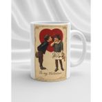 Sartre Art Be My Valentine Porselen Kupa - Vintage Retro Çocuk Sevgililer Hediyesi - 001 - Beyaz - 330 ml