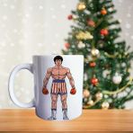 Sartre Art Rocky Balboa Boks Film Temalı Porselen Kupa - 001 - Beyaz - 330 ml