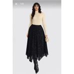 saru collection Asimetrik kesim flok baskılı etek