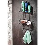 SAS 2 Katlı Siyah Kancalı Banyo Duş Rafı, Şampuanlık, Lif/kese Askılı, Paslanmaz Metal, Banyo Düzenleyici - (tş-02)
