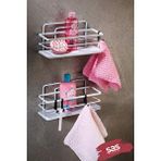 SAS 2’li Beyaz Yapışkanlı Ayarlanabilir Banyo Rafı, Paslanmaz Kristal Şampuanlık, (yapıştır/vidala) Lş-01 - Bb