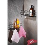 SAS 2’li Yapışkanlı Ayarlanabilir Banyo Rafı, Paslanmaz Kristal Şampuanlık, (yapıştır/vidala) Krom-siyah - Lş-01 -ks Gümüş