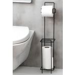 Sas Ayakli Wc Kagitli Yedek Kagit Hazneli Tuvalet Kagitligi Siyah