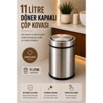 Sas Haus 11 Litre Döner Kapaklı Paslanmaz Çelik Banyo & WC Çöp Kovası 7511