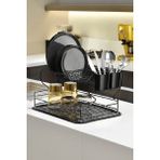 Sas Haus 2 Katlı Siyah Bulaşıklık – Dayanıklı Paslanmaz Termoplastik Kaplama Bulaşık Sepeti, Tepsili, Tabak ve Kaşık Kurutmalık - (TB-02 E)