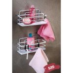 Sas Haus 2’li Beyaz Yapışkanlı Ayarlanabilir Banyo Rafı, Kristal Şampuanlık, (Yapıştır/Vidala)