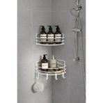 Sas Haus Beyaz Köşe Duş Rafı 2’li Şampuanlık 21 cm – Yapışkanlı/Vidalı (Banyo Köşeliği) - TK-01