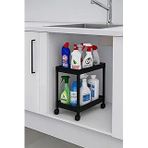 Sas Haus Flex 2 Katlı Siyah Tekerlekli Çok Amaçlı Banyo & Mutfak Düzenleyici Raf – Evye Altı Deterj Siyah 40 X 35