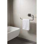 Sas Haus Siyah Yapışkanlı Solo Havluluk – Kare Topuzlu, (Yapıştır/Vidala) Montajlı Metal Banyo Askısı - (S-11
