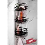 Sas Haus Yapışkanlı Paslanmaz Kristal Ayarlanabilir Banyo Düzenleyici Raf 54 cm Siyah Renkli LK-03
