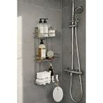 SAS Krom 3 Katlı Banyo Rafı Şampuanlık Ve Duş Rafı Askılı Yapışkanlı Duvara Monte Tş-03 Gri