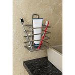 SAS Krom Yapışkanlı Diş Fırçalık - Duvar Tipi, Çok Amaçlı Organizer - Paslanmaz Metal - Dş-01 Gümüş