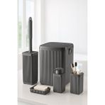 SAS Lines Serisi Gri Banyo Seti, 5 Parça Akrilik Kare 5 Litre Çöp Kovası, Sabunluk, Fırçalık Takımı 3462
