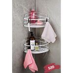 SAS Yapışkanlı Ömür Boyu Paslanmaz Kristal Ayarlanabilir Raf Banyo Düzenleyici Şampuanlık 2 Adet Lk-01 Bb Beyaz