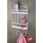 SAS Yapışkanlı Ömür Boyu Paslanmaz Kristal Ayarlanabilir Raf Banyo Düzenleyici Şampuanlık Beyaz - Beyaz Lş-02 Bbbk