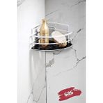 SAS Yapışkanlı Ömür Boyu Paslanmaz Kristal Ayarlanabilir Raf Banyo Düzenleyici Şampuanlık Lk-01 Bs Beyaz