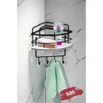 SAS Yapışkanlı Ömür Boyu Paslanmaz Kristal Ayarlanabilir Raf Banyo Düzenleyici Şampuanlık Lk-01 Sbsk Siyah