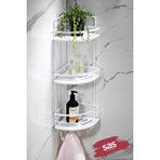 SAS Yapışkanlı Ömür Boyu Paslanmaz Kristal Ayarlanabilir Raf Banyo Düzenleyici Şampuanlık Lk-03 Bbbk Beyaz
