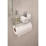 SAS Yapışkanlı Raflı Kağıt Rulo Havluluk Peçetelik Havlu Kağıtlık Krom Banyo Mutfak Düzenleyici Raf Shr-01 Gri