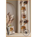 SasoHome Bohem Duvar Tabloları Yapraklar Desenli Kadife 140 X 270 Cm Kaliteli - Dijital Baskılı Fon Perde
