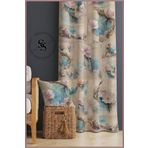 Sasohome Modern Yağlı Boya Tablo Desenli Pudra Çiçekler 140 X 270 Cm Kaliteli - Dijital Baskılı Fon Perde