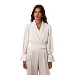 Sateen Aksesuar Detaylı Bluz, 40, STN139KBL1510, Bej, Kadın