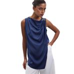 Sateen Aksesuar Detaylı Kolsuz Bluz, 40, STN139KBL1967, Lacivert, Kadın
