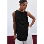 Sateen Aksesuar Detaylı Kolsuz Bluz, 40, STN139KBL1967, Siyah, Kadın