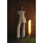 Sateen Aksesuar Kuşaklı Kolsuz Bluz, 36, STN139KBL1900, Ekru, Kadın