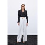 Sateen Aksesuarlı Pantolon, 38, STN139KPA1891, Ekru, Kadın