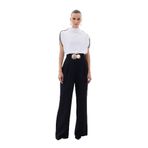 Sateen Aksesuarlı Pantolon, 38, STN139KPA1891, Siyah, Kadın