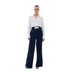 Sateen Aksesuarlı Pantolon, 42, STN139KPA1891, Lacivert, Kadın