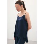 Sateen Askılı Saten Bluz - Lacivert
