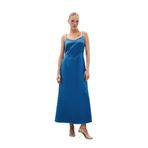 Sateen Askılı Uzun Saten Elbise, 36, STN139KEL1852, Sax Mavi, Kadın