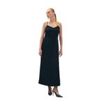 Sateen Askılı Uzun Saten Elbise, 36, STN139KEL1852, Siyah, Kadın