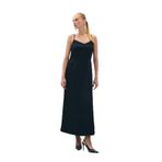 Sateen Askılı Uzun Saten Elbise, 38, STN139KEL1852, Siyah, Kadın