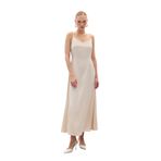 Sateen Askılı Uzun Saten Elbise, 40, STN139KEL1852, Bej, Kadın
