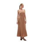 Sateen Askılı Uzun Saten Elbise, 40, STN139KEL1852, Camel, Kadın