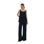 Sateen Bağcıklı Salaş Pantolon, 36, STN139KPA1874, Siyah, Kadın