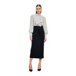 Sateen Bel Detaylı Kalem Etek - Siyah