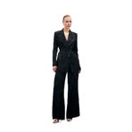 Sateen Bol Paça Desenli Pantolon, 36, STN139KPA1699, Siyah, Kadın